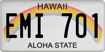 HI license plate EMI701