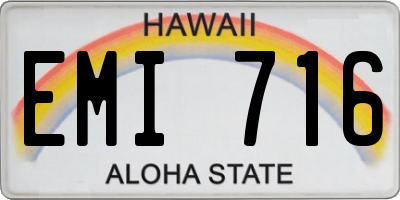 HI license plate EMI716