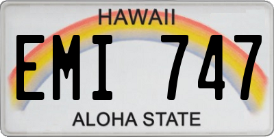 HI license plate EMI747