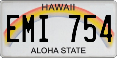 HI license plate EMI754