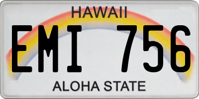 HI license plate EMI756
