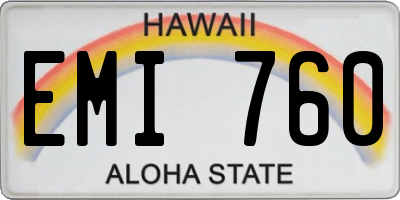 HI license plate EMI760