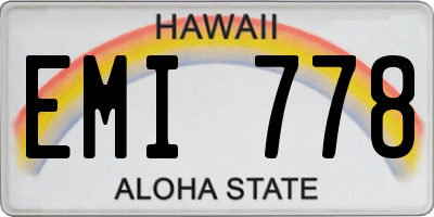 HI license plate EMI778