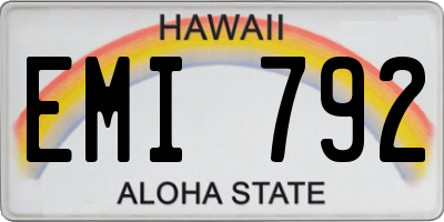 HI license plate EMI792