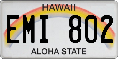 HI license plate EMI802