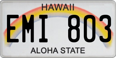 HI license plate EMI803