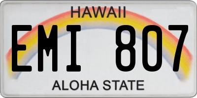 HI license plate EMI807