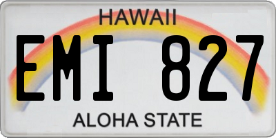HI license plate EMI827