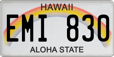 HI license plate EMI830