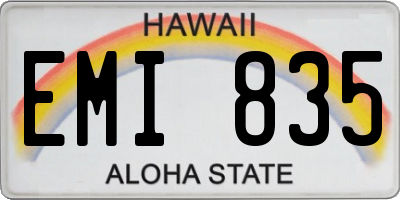 HI license plate EMI835