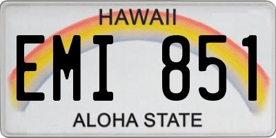 HI license plate EMI851