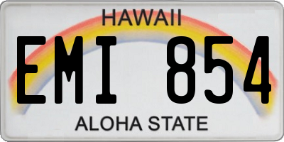 HI license plate EMI854