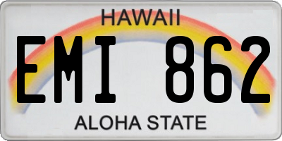 HI license plate EMI862