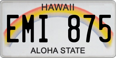 HI license plate EMI875