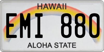 HI license plate EMI880