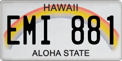 HI license plate EMI881