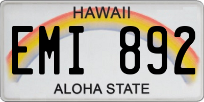 HI license plate EMI892
