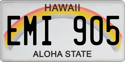 HI license plate EMI905