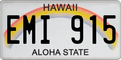 HI license plate EMI915