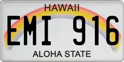 HI license plate EMI916
