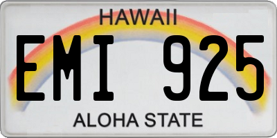 HI license plate EMI925