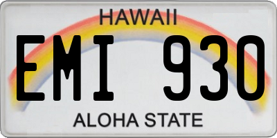 HI license plate EMI930