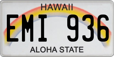 HI license plate EMI936
