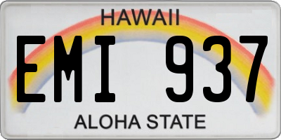 HI license plate EMI937