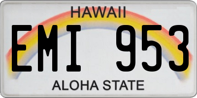 HI license plate EMI953