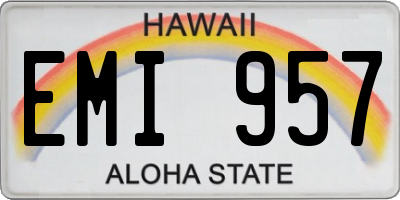 HI license plate EMI957