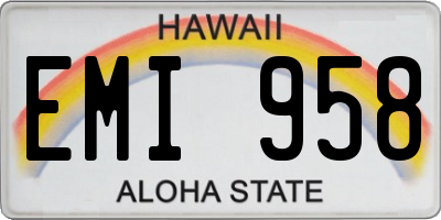 HI license plate EMI958