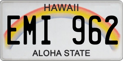HI license plate EMI962