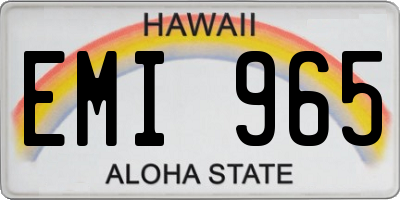 HI license plate EMI965