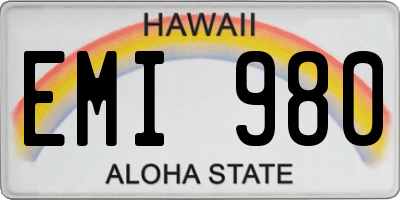 HI license plate EMI980