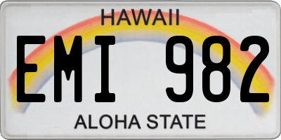 HI license plate EMI982