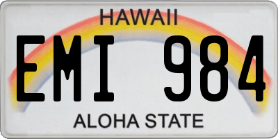 HI license plate EMI984