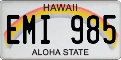 HI license plate EMI985