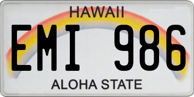 HI license plate EMI986