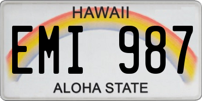 HI license plate EMI987