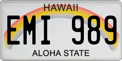 HI license plate EMI989