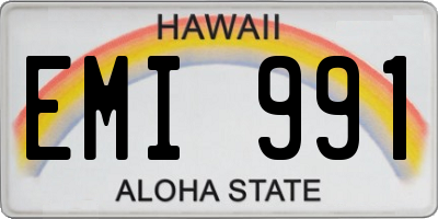 HI license plate EMI991