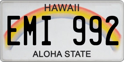 HI license plate EMI992