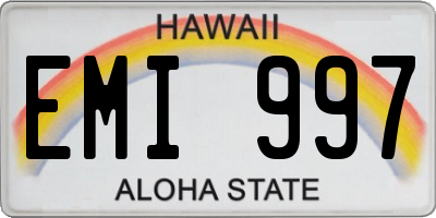 HI license plate EMI997
