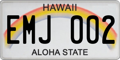 HI license plate EMJ002