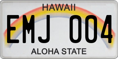 HI license plate EMJ004