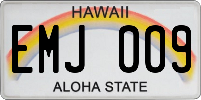 HI license plate EMJ009