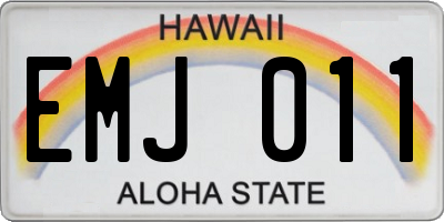 HI license plate EMJ011