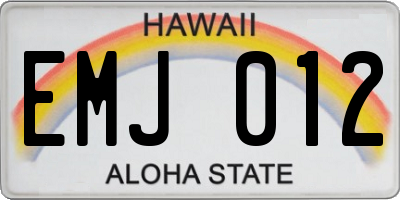 HI license plate EMJ012