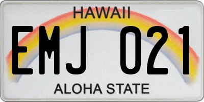 HI license plate EMJ021