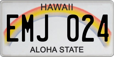 HI license plate EMJ024